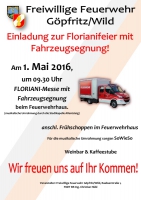 Ankündigung Florianifeier mit Fahrzeugsegnung